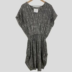 Meg Black and White Linen Cotton Lagenlook Dress with Pockets Large